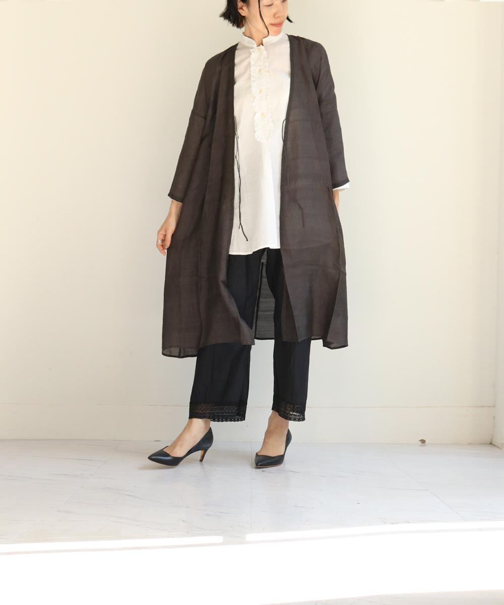 色濃紺✖️白ボーダーdosa wrap coatドーサ ラップ コート