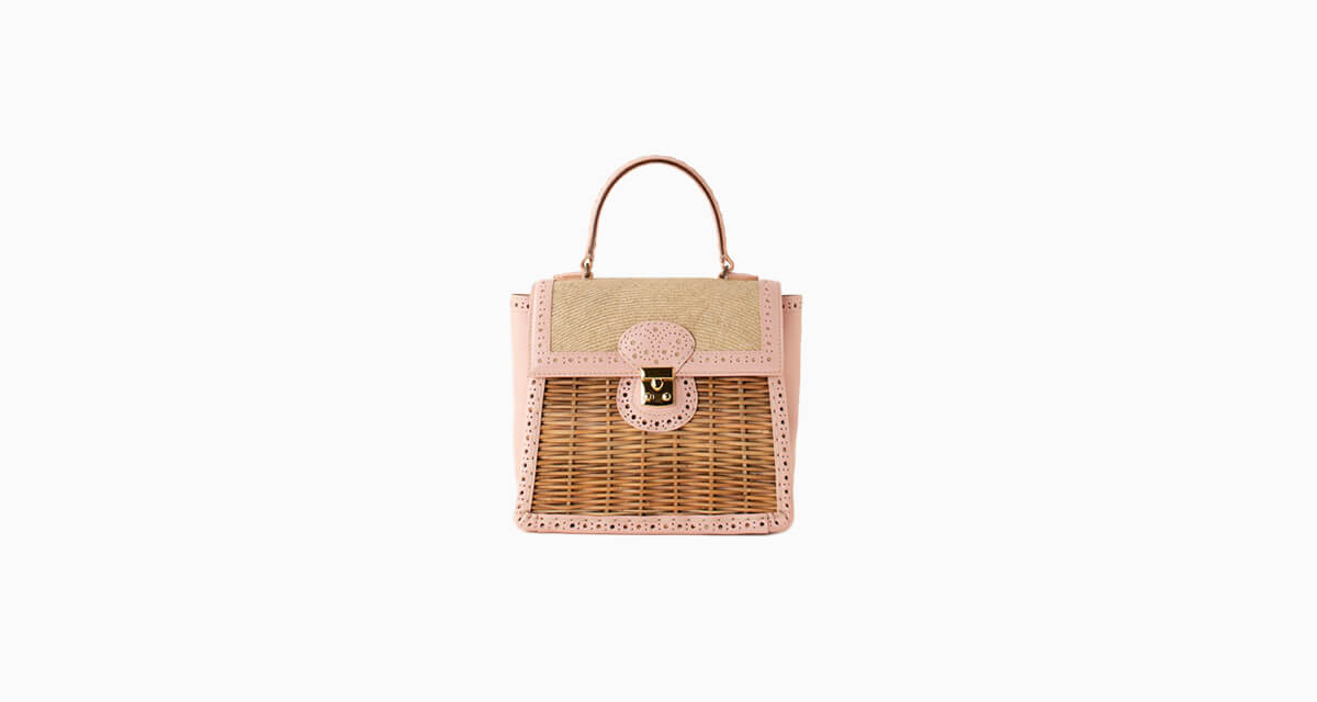 ebagos , フルブローグ・ハンドバッグM カーフ×シゾール BABY PINK, エバゴス