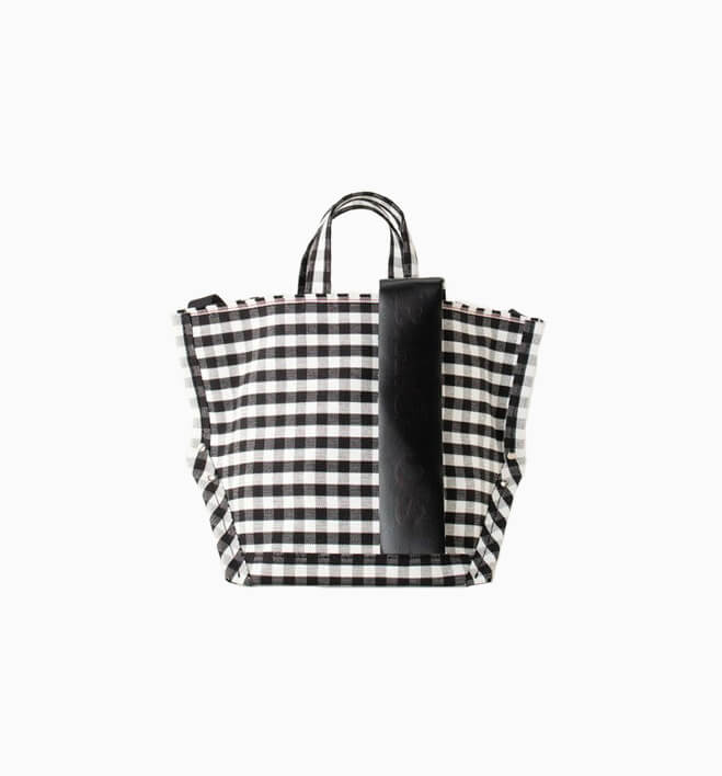 ebagos, 【24SS 予約】2024年5月中旬～5月末頃入荷予定, ギンガム・Y字トートM BLACK GINGHAM , エバゴス