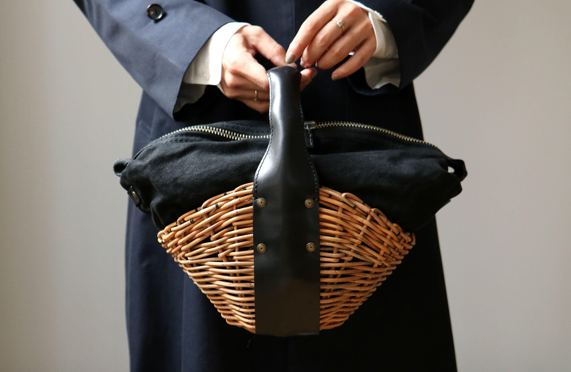 美品) ebagos エバゴス カゴバック レザー ショルダーバッグ-