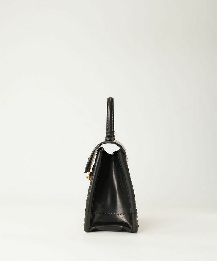 エバゴスebagos カーフ・ハンドバッグ M（かっちりバッグ） / BLACK