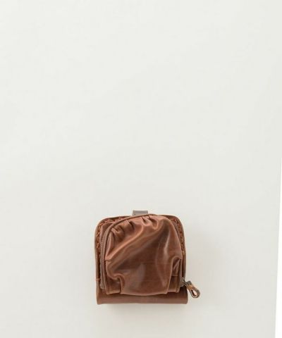 ebagos エバゴス カーフレザーギャザー財布 BROWN | マドリガル