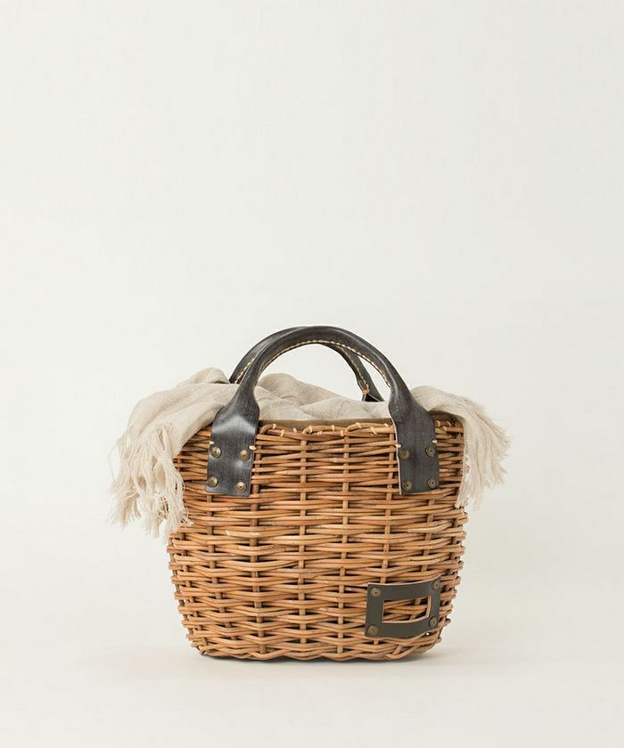 ebagos 2本編みバッグ ブライドルレザー×紅籐 CHOCO （2本編みM  