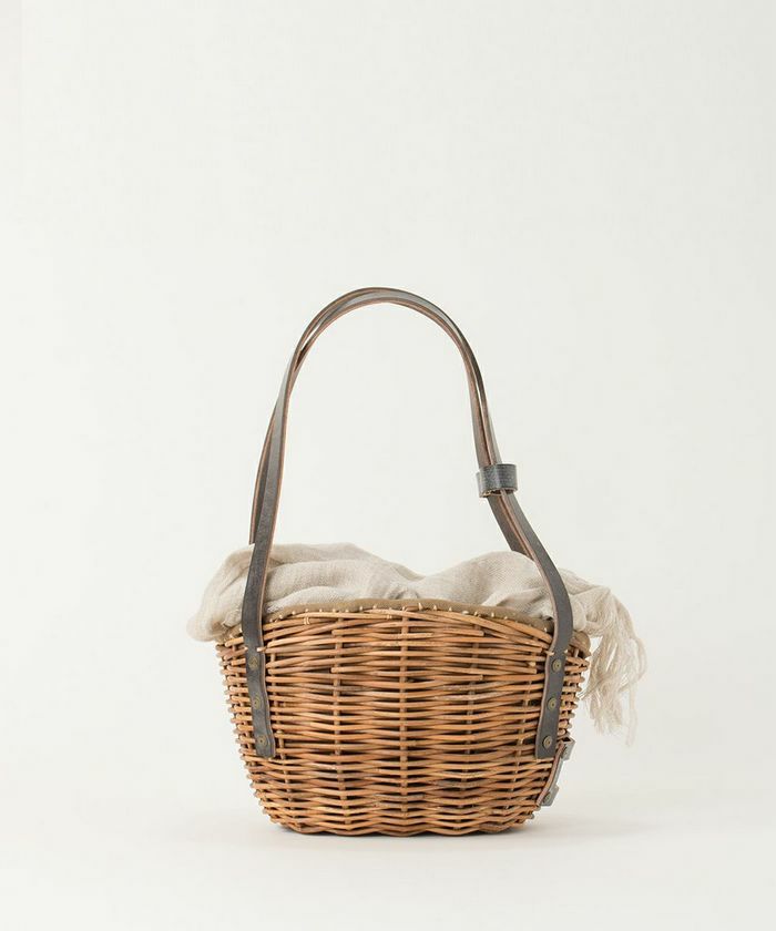 ebagos 小振りバッグ ブライドルレザー×紅籐 CHOCO エバゴス  