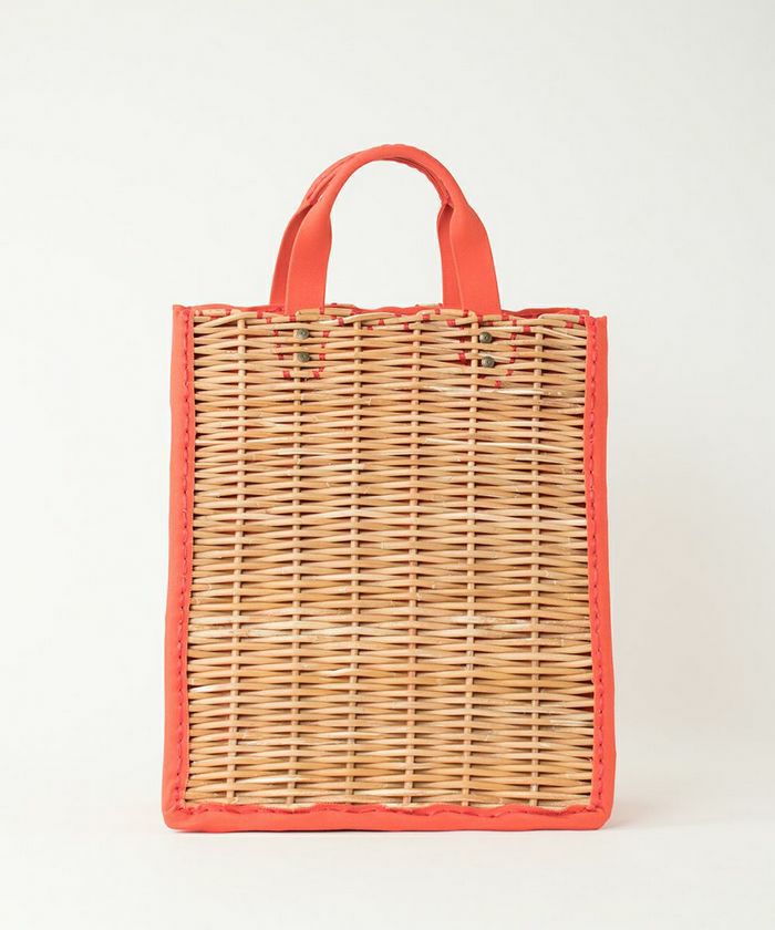 ebagos カゴ袋 大サイズ 防水キャンバス×紅籐 ORANGE エバゴス  