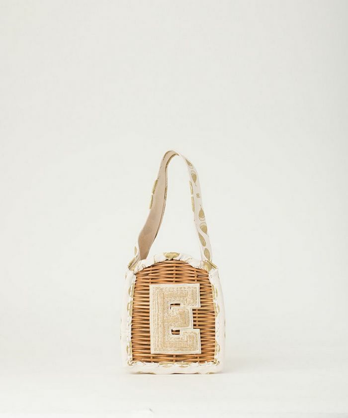 ebagos お買い物バッグEワッペン プリント NATURAL×GOLD エバゴス  