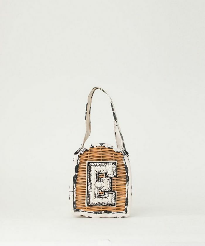 ebagos お買い物バッグEワッペン プリント NATURAL×BLACK エバゴス 