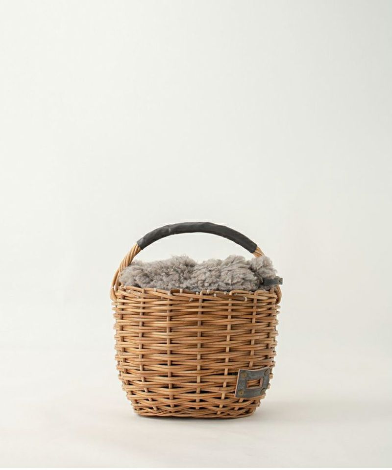 ebagos ダエンバケツ（カシミアかぶせ） ブライドルレザー×紅藤 GREY  