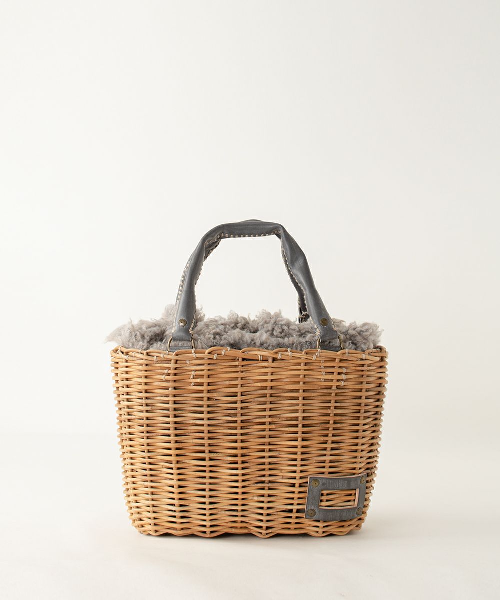 ebagosトートバスケット レザーハンドル ブライドルレザー×紅籐  