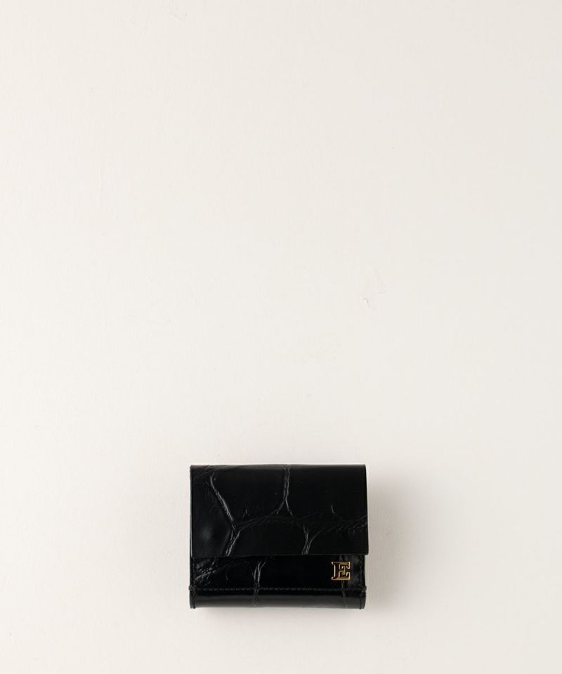 ebagos , ワニ型押し　三つ折り財布（E金具）BLACK, エバゴス