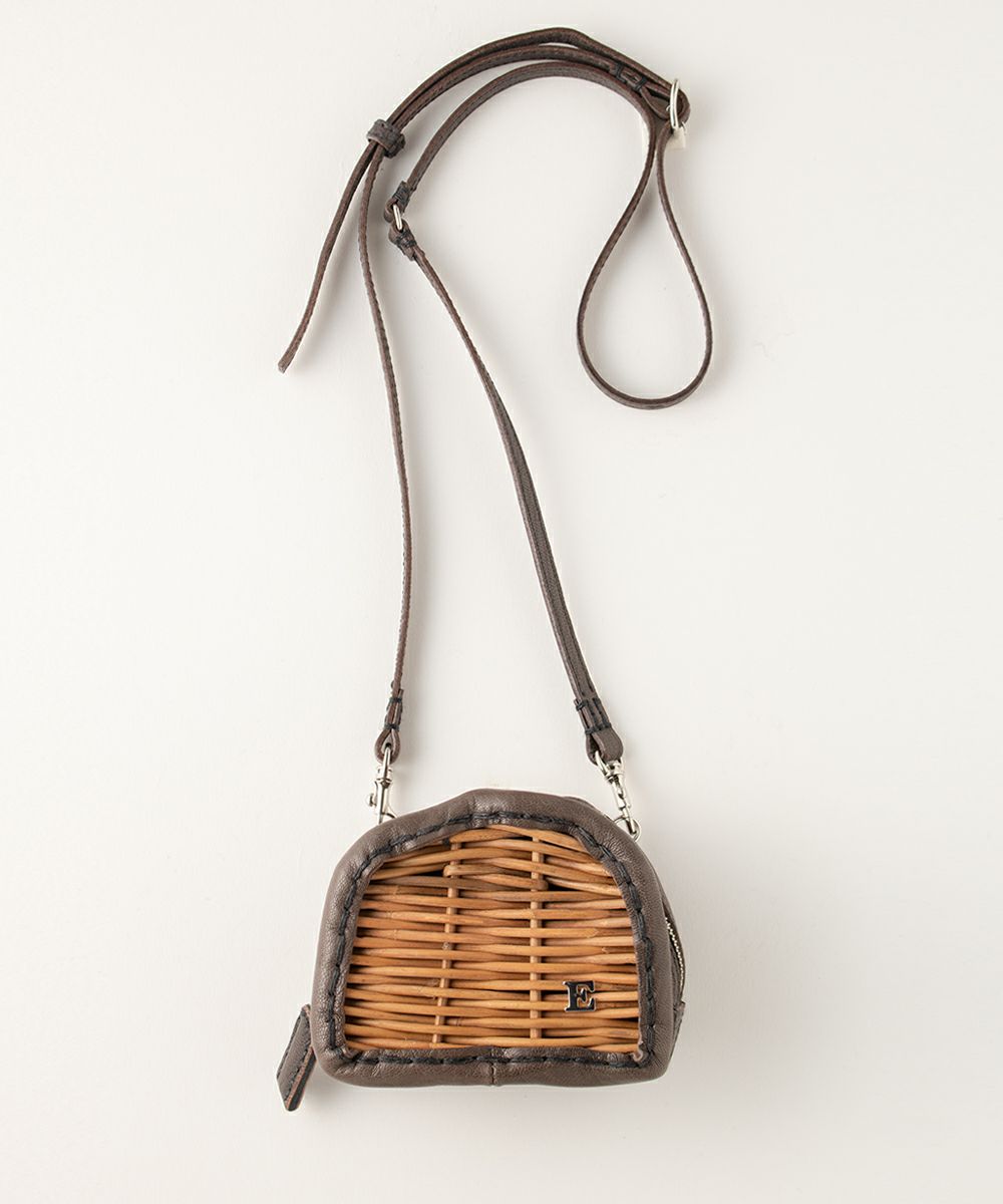 ebagos 「ウォレットショルダーミニ」ヌメゴート ベルト 籐付き財布  