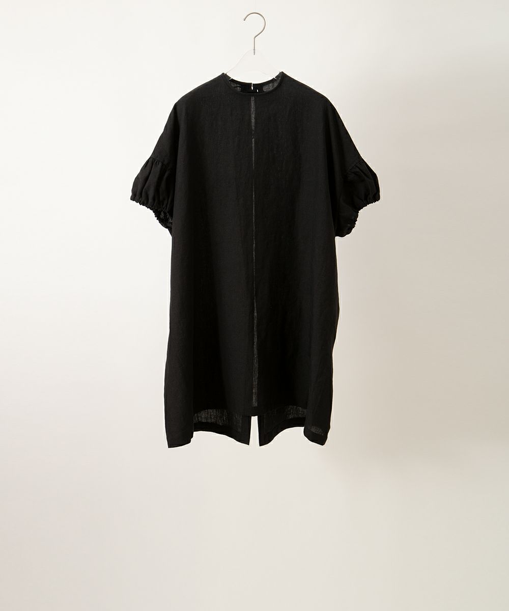 ebagos ワッシャーリネン マンボウ・ブラウス BLACK エバゴス 