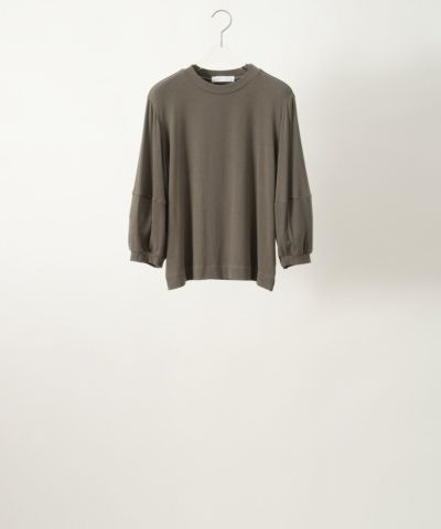 パフスリーブカットソー 7分袖 (Limited) GRAYISH OLIVE soutiencollar ...