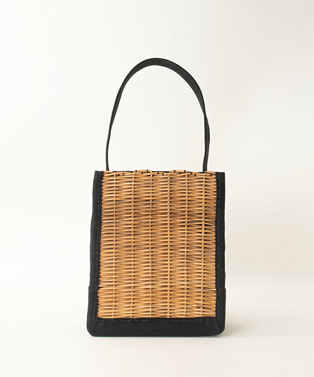 ebagos キャンバス・ワンハンドル トート 防水キャンバス×紅籐 BLACK  